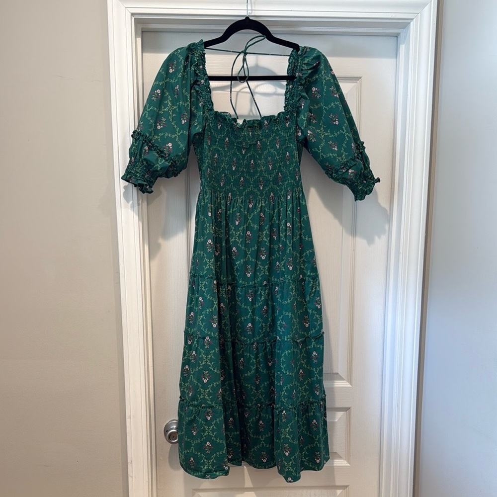 Hill House Home - Nelsi Nap Dress - Limited Edition Emerald Trellis
